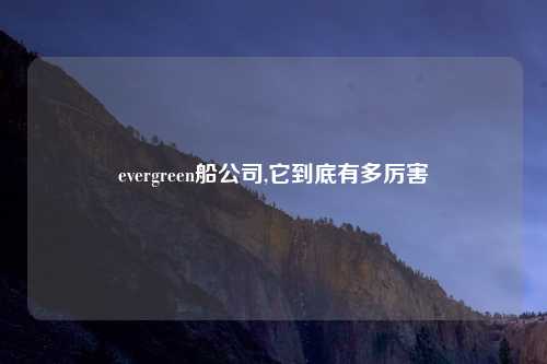 evergreen船公司,它到底有多厉害
