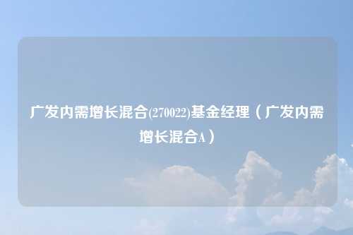 广发内需增长混合(270022)基金经理(广发内需增长混合A)