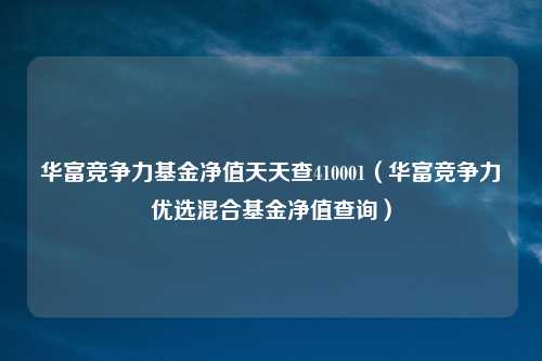 华富竞争力基金净值天天查410001(华富竞争力优选混合基金净值查询)