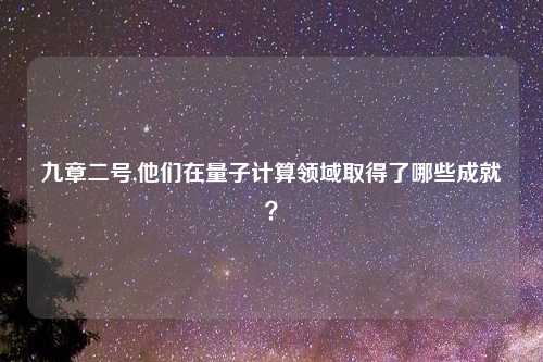 九章二号,他们在量子计算领域取得了哪些成就？