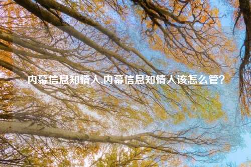 内幕信息知情人,内幕信息知情人该怎么管？