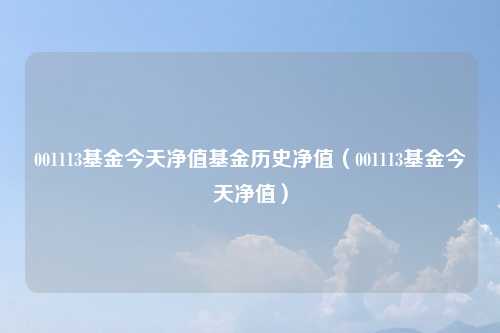 001113基金今天净值基金历史净值（001113基金今天净值）