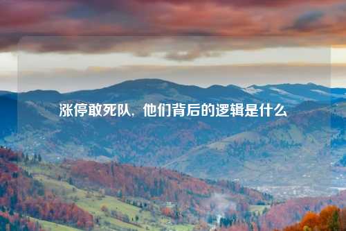 涨停敢死队,  他们背后的逻辑是什么