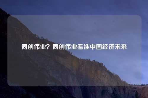 同创伟业?同创伟业看准中国经济未来