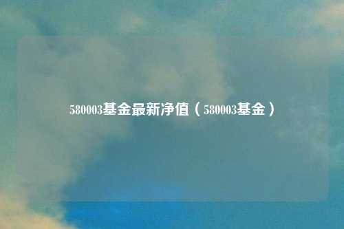 580003基金最新净值（580003基金）