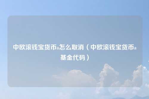 中欧滚钱宝货币a怎么取消（中欧滚钱宝货币a基金代码）