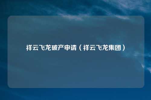 祥云飞龙破产申请（祥云飞龙集团）