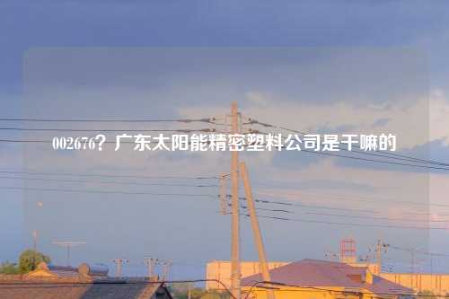 002676?广东太阳能精密塑料公司是干嘛的