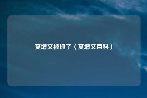 夏增文被抓了（夏增文百科）