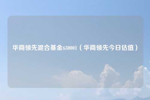 华商领先混合基金630001(华商领先今日估值)