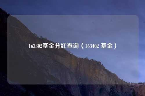 163302基金分红查询（163402 基金）