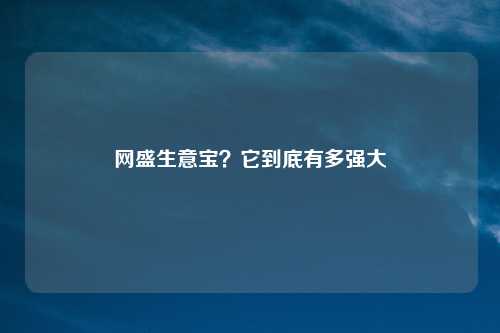网盛生意宝?它到底有多强大