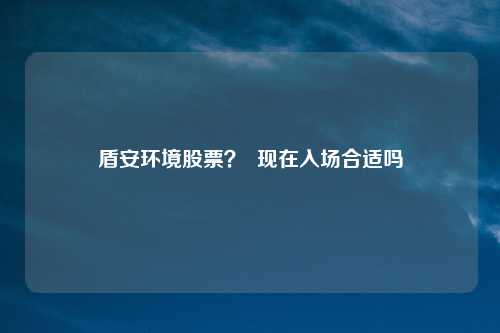 盾安环境股票? 现在入场合适吗