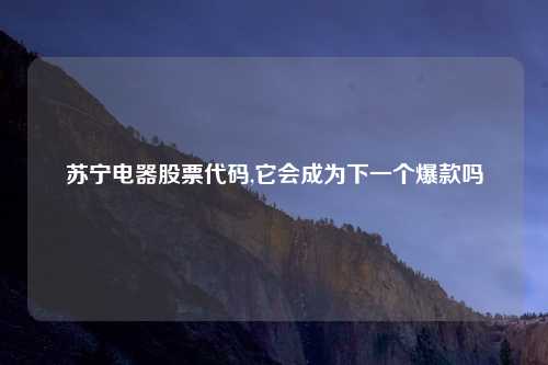 苏宁电器股票代码,它会成为下一个爆款吗