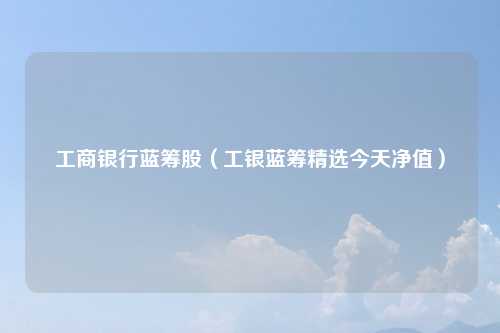 工商银行蓝筹股（工银蓝筹精选今天净值）