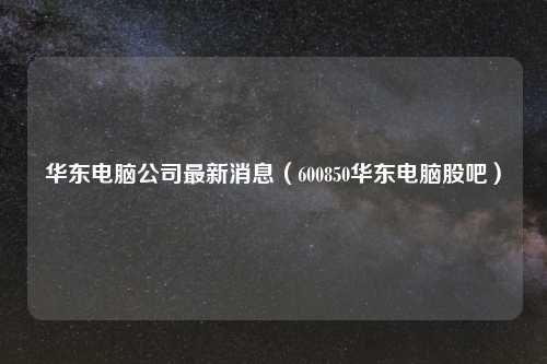 华东电脑公司最新消息（600850华东电脑股吧）