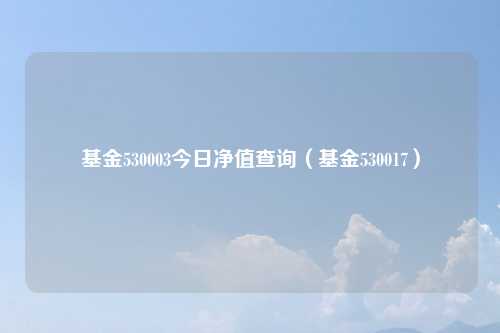 基金530003今日净值查询(基金530017)