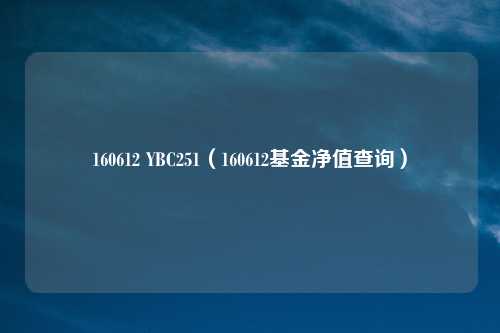 160612 YBC251（160612基金净值查询）