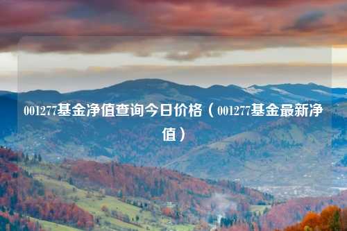 001277基金净值查询今日价格（001277基金最新净值）