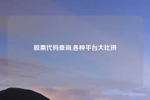 股票代码查询,各种平台大比拼