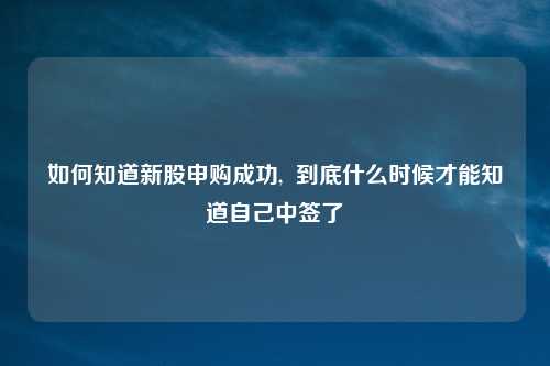 如何知道新股申购成功, 到底什么时候才能知道自己中签了
