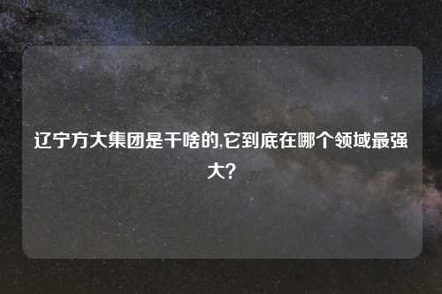 辽宁方大集团是干啥的,它到底在哪个领域最强大？