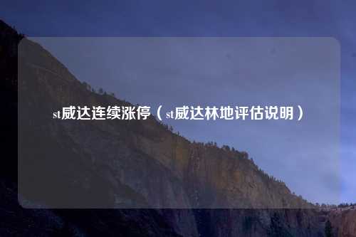 st威达连续涨停(st威达林地评估说明)