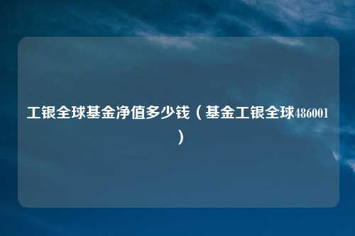 工银全球基金净值多少钱(基金工银全球486001)