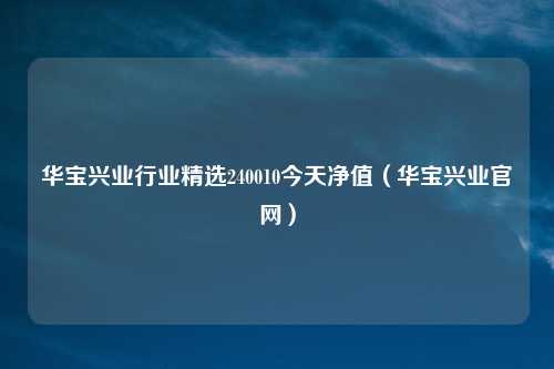 华宝兴业行业精选240010今天净值(华宝兴业官网)