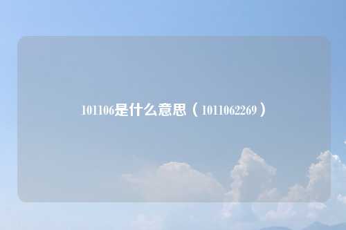 101106是什么意思(1011062269)