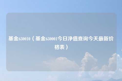 基金630010(基金630001今日净值查询今天最新价格表)