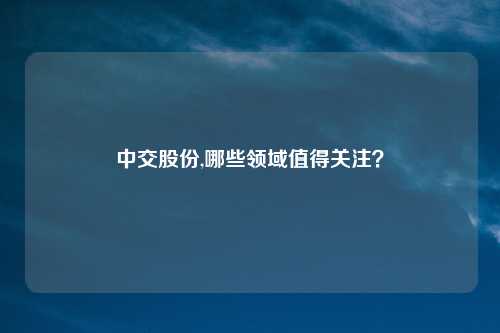 中交股份,哪些领域值得关注?