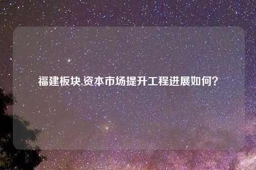 福建板块,资本市场提升工程进展如何?