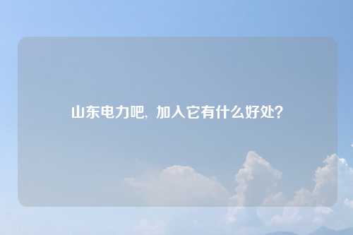 山东电力吧, 加入它有什么好处?