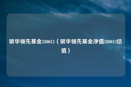 银华领先基金180013（银华领先基金净值180013估值）