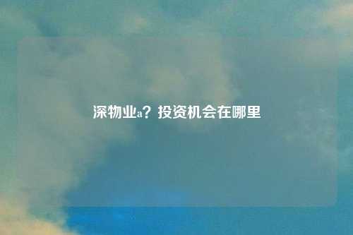 深物业a？投资机会在哪里