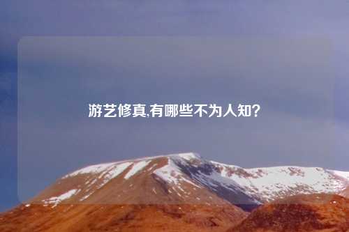 游艺修真,有哪些不为人知?