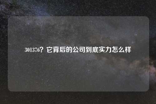 301376？它背后的公司到底实力怎么样