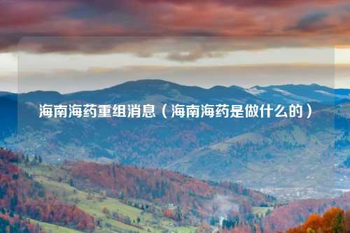 海南海药重组消息(海南海药是做什么的)