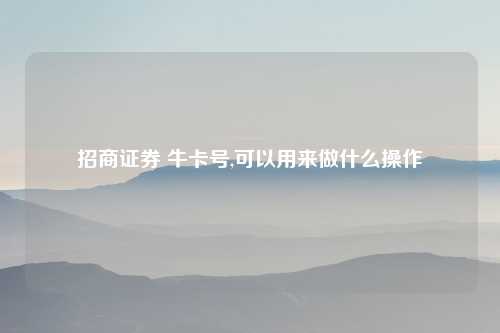 招商证券 牛卡号,可以用来做什么操作