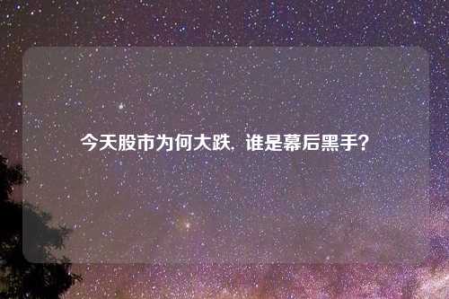 今天股市为何大跌,  谁是幕后黑手？