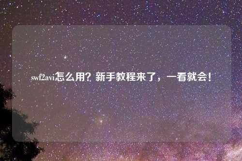 swf2avi怎么用？新手教程来了，一看就会！