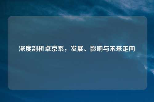 深度剖析卓京系，发展、影响与未来走向