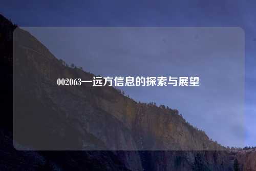 002063—远方信息的探索与展望