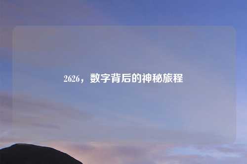 2626，数字背后的神秘旅程