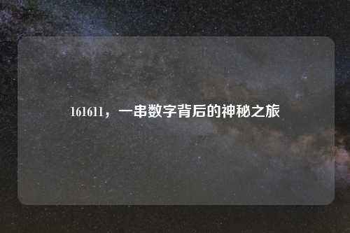 161611，一串数字背后的神秘之旅