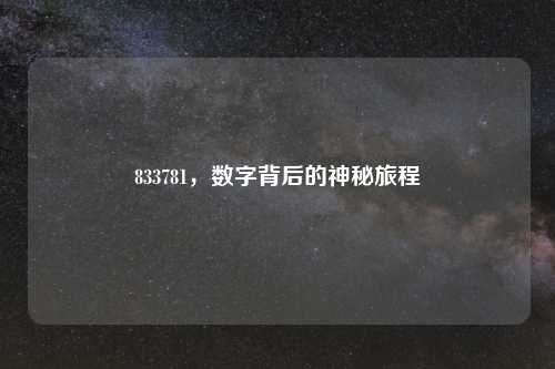 833781，数字背后的神秘旅程