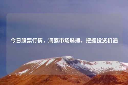 今日股票行情，洞察市场脉搏，把握投资机遇