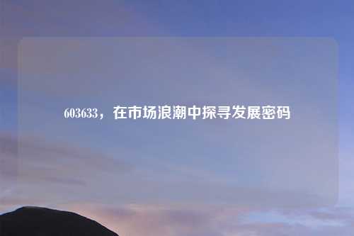 603633，在市场浪潮中探寻发展密码