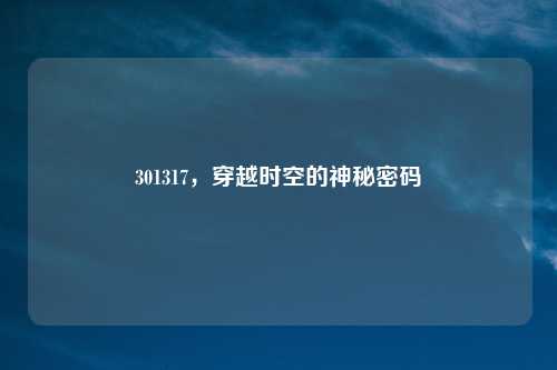 301317，穿越时空的神秘密码